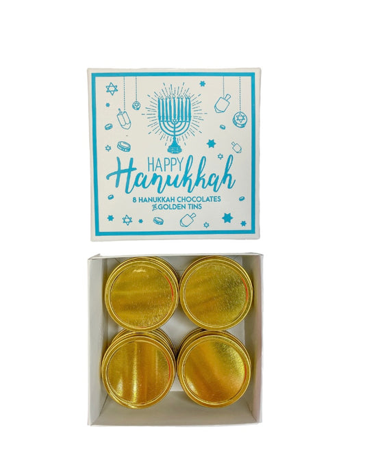 Hanukkah Chocolates - 8 chocolates in golden tins