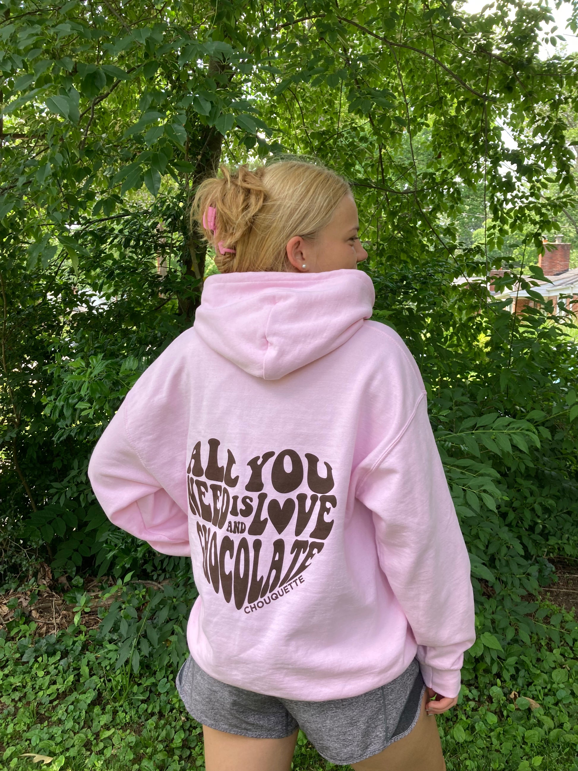 All You Need is Love and Chocolate Pink Hoodie – Chouquette Chocolates